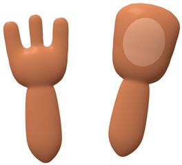 Spoon and fork 3D cute hand drawn puffy stickers