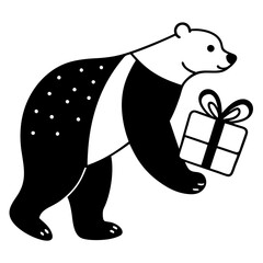 Polar bear carrying a sack of Christmas presents