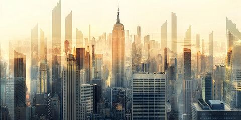 Financial graph overlaying a bustling city skyline symbolizing investment growth trends