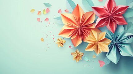 Obraz premium Abstract origami flowers for banners, websites, or posters; vector design and creative concept. 