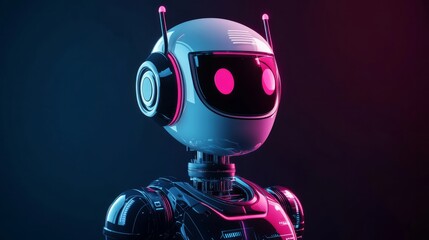 Obraz premium 3D vector illustration of a robot chatbot symbolizing AI support and technology.