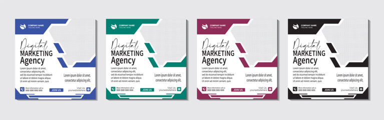 Digital marketing agency and corporate social media post or square banner template