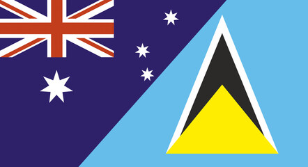 Flag of Australia and Saint Lucia. Sports competitions. Political relations