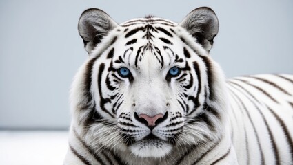 Fototapeta premium A close up of a white tiger with blue eyes