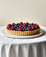 Delicious Blueberry Raspberry Tart with Fresh Berries