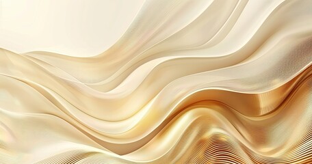 Obraz premium Abstract waves in soft beige and gold tones create a serene and elegant background.