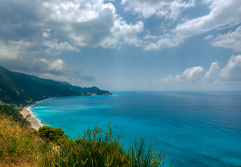 Fototapeta premium view of the sea and mountains