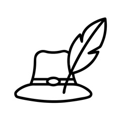 poet s hat icon, poet’s day line art, poets icon - simple black line art icon of poet s hat, symbolizing poets day celebrations. poet vector art.