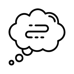 thought bubble with words icon, poet’s day line art, poets icon - simple black line art icon of thought bubble with words, symbolizing poets day celebrations. poet vector art.