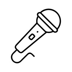 microphone for spoken word icon, poet’s day line art, poets icon - simple black line art icon of microphone for spoken word, symbolizing poets day celebrations. poet vector art.
