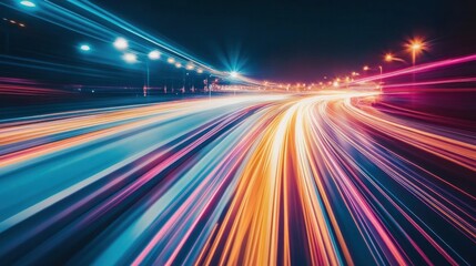 A vibrant vector of colorful light trails creating a motion blur effect.


