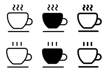 Coffee cup icon. Coffee break sign. Latte and cappuccino symbol. Espresso pictogram. Hot tea mug illustration.