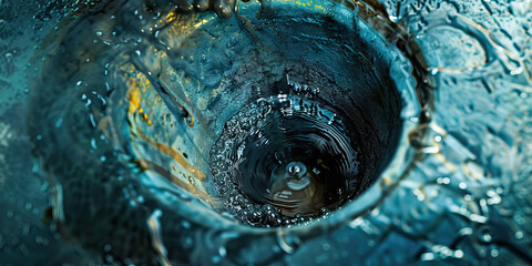 Teal Liquid Vortex with Gold Accents