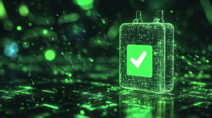 Digital Technology Success: Futuristic Green Battery Design