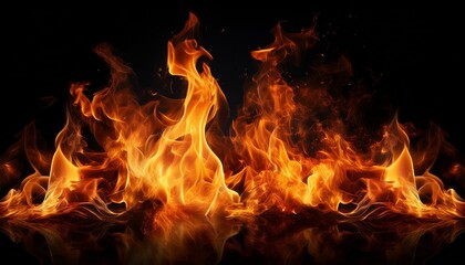 Fototapeta premium image de feu sur fond, noir, flammes brulantes en ia