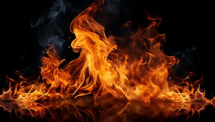 Fototapeta premium image de feu sur fond, noir, flammes brulantes en ia