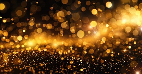 A shimmering backdrop of golden bokeh lights creating a festive and elegant atmosphere.