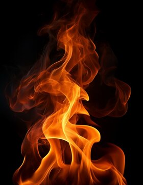 image de feu sur fond, noir, flammes brulantes en ia