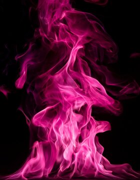 image de feu rose sur fond, noir, flammes brulantes en ia