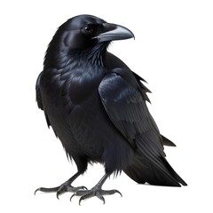 Fototapeta premium A close-up portrait of a black raven with its beak open, showing its sharp features and glossy feathers