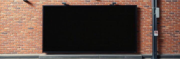 A outdoor poster mockup displayed on a brick wall with space for customizable content, blank, display, mockup