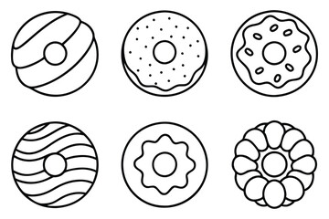 Donut line art hand drawn dessert