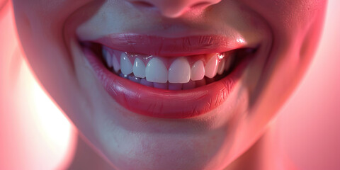 Naklejka premium Close-up of Human Mouth with Teeth and Lips