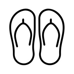 flip flops icon, summer holiday line art, holiday icon - simple black line art icon of flip flops, for summer holiday celebrations. holiday vector art.