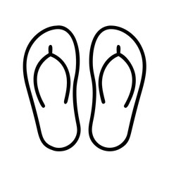 flip flops icon, summer holiday line art, holiday icon - simple black line art icon of flip flops, for summer holiday celebrations. holiday vector art.