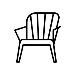 lawn chair icon, summer holiday line art, holiday icon - simple black line art icon of lawn chair, for summer holiday celebrations. holiday vector art.