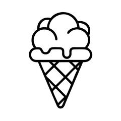 ice cream cone icon, summer holiday line art, holiday icon - simple black line art icon of ice cream cone, for summer holiday celebrations. holiday vector art.