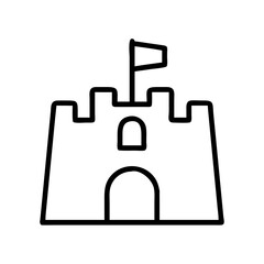 sandcastle icon, summer holiday line art, holiday icon - simple black line art icon of sandcastle, for summer holiday celebrations. holiday vector art.