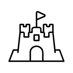 sandcastle icon, summer holiday line art, holiday icon - simple black line art icon of sandcastle, for summer holiday celebrations. holiday vector art.