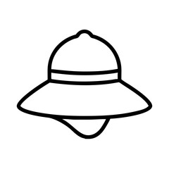 sunhat icon, summer holiday line art, holiday icon - simple black line art icon of sunhat, for summer holiday celebrations. holiday vector art.