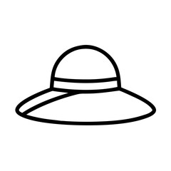 sunhat icon, summer holiday line art, holiday icon - simple black line art icon of sunhat, for summer holiday celebrations. holiday vector art.