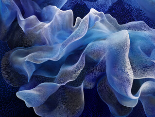 Dynamische Textur in Blautönen, die Bewegung und Leichtigkeit ausstrahlt

