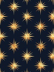 Fototapeta premium Golden stars radiate joy and elegance on a rich navy background, creating a vibrant and captivating seamless pattern perfect for various designs. Generative AI