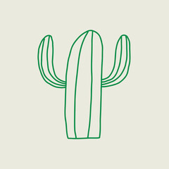 Fototapeta premium Simple Cactus Line Art Illustration