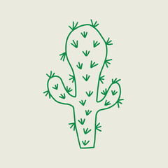 Simple Green Cactus Line Illustration