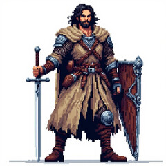 Obraz premium Pixel art warrior 