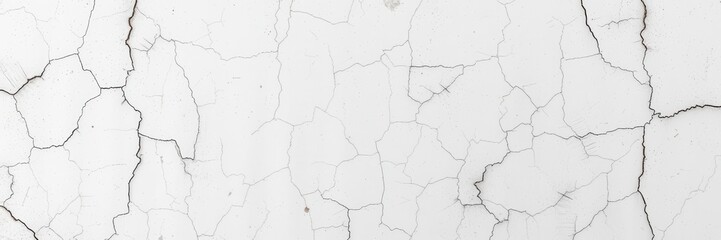 Fototapeta premium Rough and uneven surface of aged white wall with cracks and peeling paint, white, surface