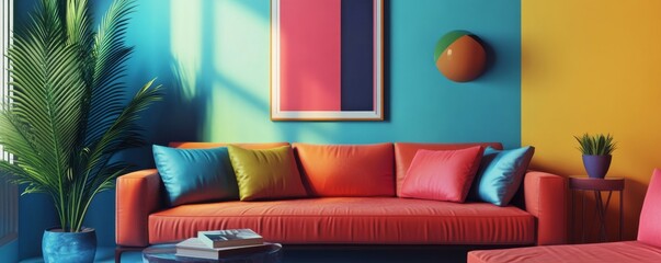 Contemporary Living Room. Modern Interior Design Background. Generative AI.