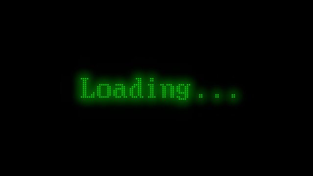 grüne Bildschirmausschrift zeigt den Text: Loading... - Powered by Adobe