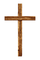 classic rustic timber wooden true christian cross crucifix vector isolated on transparent background