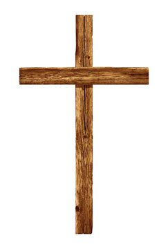 classic rustic timber wooden true christian cross crucifix vector isolated on transparent background