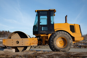 Road Roller Compactor at Construction Site