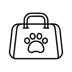 dog carrier bag icon, dog day line art, dog day icon - simple black line art icon of dog carrier bag, for dog day celebrations. dog day vector art.