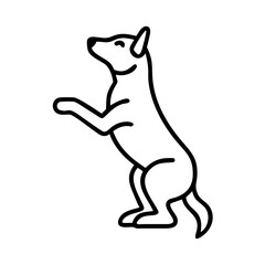 dog sitting on hind legs icon, dog day line art, dog day icon - simple black line art icon of dog sitting on hind legs, for dog day celebrations. dog day vector art.