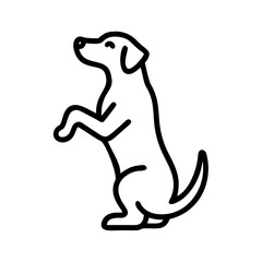 dog sitting on hind legs icon, dog day line art, dog day icon - simple black line art icon of dog sitting on hind legs, for dog day celebrations. dog day vector art.