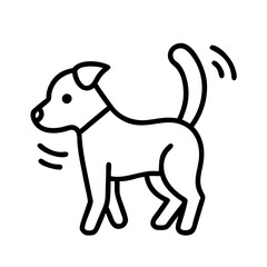 dog s playful tail wagging icon, dog day line art, dog day icon - simple black line art icon of dog s playful tail wagging, for dog day celebrations. dog day vector art.